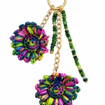 Handmade multicolour raffia sunflower bag charm